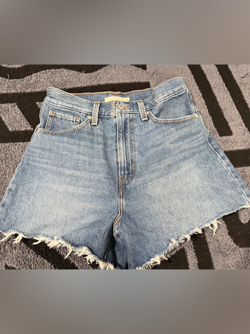 Levi's Light Blue Frayed Hem Denim Shorts